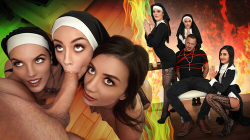 Natalie Brooks, Selena Love, Fiona Frost – Three Horny Nuns Fuck the Devil Out of Him