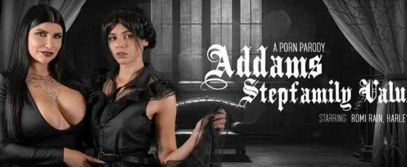New Harley Haze+, Romi Rain+ – Addams Stepfamily Values